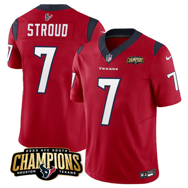 Men's Houston Texans #7 C.J. Stroud Red 2023 F.U.S.E. AFC South Champions Patch Vapor Untouchable Limited Football Stitched Jersey